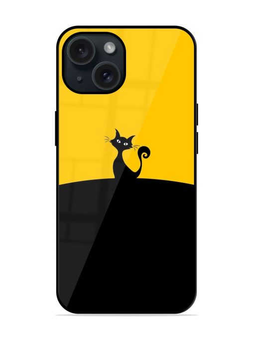 Black Yellow Cat Cartoon Glossy Metal TPU Case Edge Zapvi