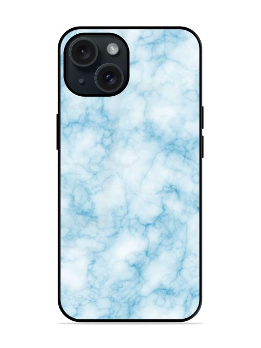 Blue White Natural Marble Glossy Metal TPU Case Edge Zapvi