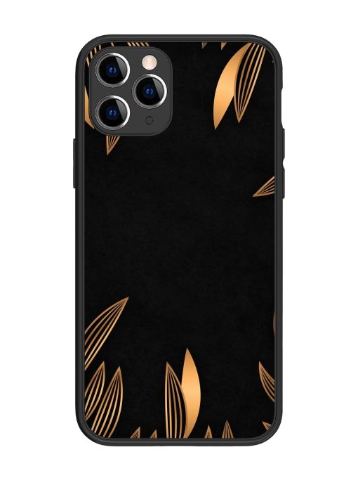 Golden Leaf Pattern Glossy Metal Phone Cover for Apple Iphone 11 Pro Edge Zapvi