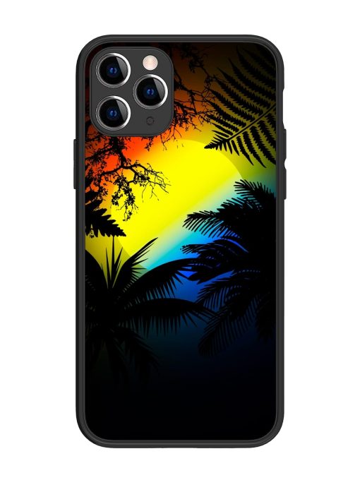 Colorful Sunset With Palm Trees Glossy Metal Phone Cover for Apple Iphone 11 Pro Edge Zapvi