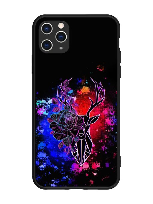 Floral Deer Art Glossy Metal Phone Cover for Apple Iphone 11 Pro Max Edge Zapvi