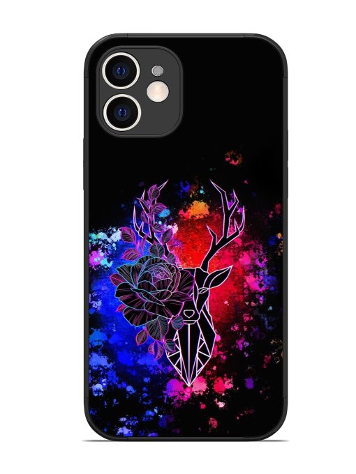 Floral Deer Art Glossy Metal Phone Cover for Apple Iphone 12 Edge Zapvi