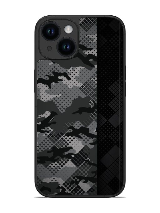 Dark Camouflage Glossy Metal Phone Cover for Apple Iphone 14 Edge Zapvi