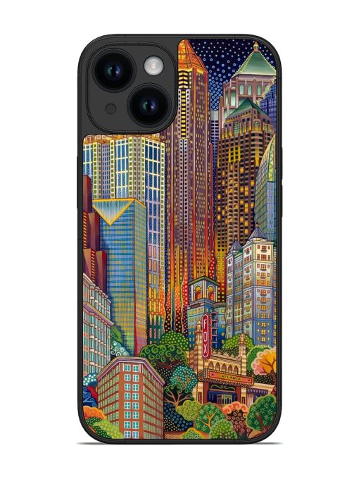 Cityscapes Art Glossy Metal Phone Cover for Apple Iphone 14 Edge Zapvi