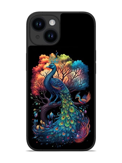 Peacock Tree Art Glossy Metal Phone Cover for Apple Iphone 14 Edge Zapvi