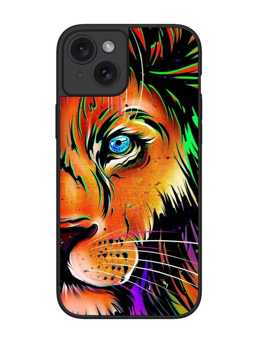 Colorful Lion Design Glossy Metal TPU Phone Cover for Apple Iphone 15 Plus Edge Zapvi