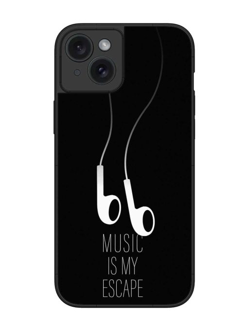 Music Is My Escape Glossy Metal Phone Cover for Apple Iphone 15 Plus Edge Zapvi