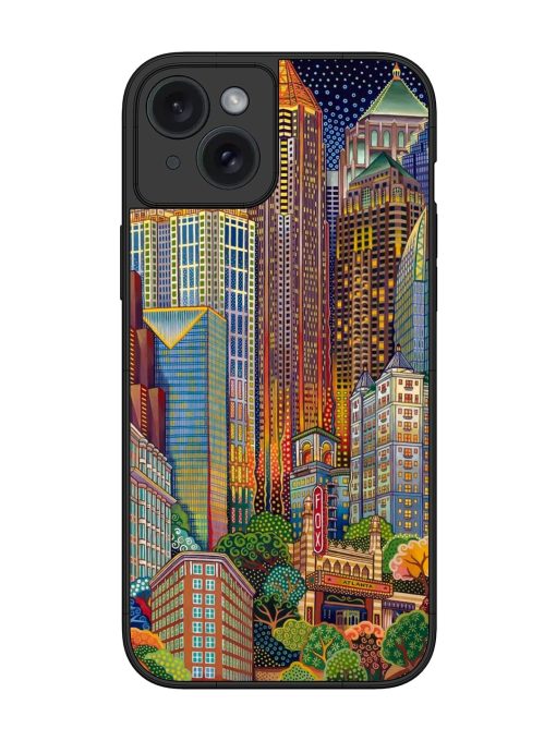 Cityscapes Art Glossy Metal Phone Cover for Apple Iphone 15 Plus Edge Zapvi