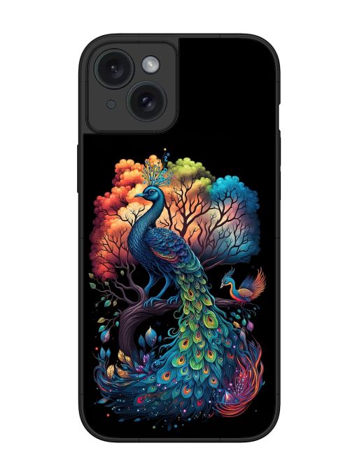 Peacock Tree Art Glossy Metal Phone Cover for Apple Iphone 15 Plus Edge Zapvi